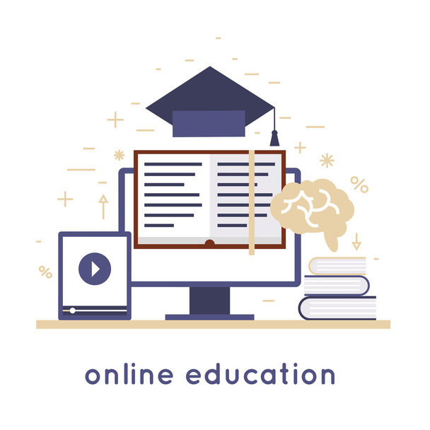 On line education icons - Διάνυσμα, εικόνα