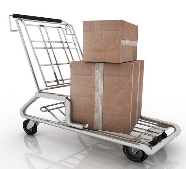 Hand truck with two cardboard boxes - Photo, image