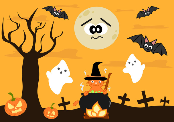 desenho animado halloween vetor fundo para crianças
 - Vetor, Imagem