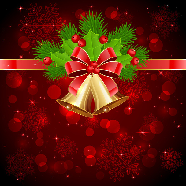 Christmas decorations on red starry background - ベクター画像
