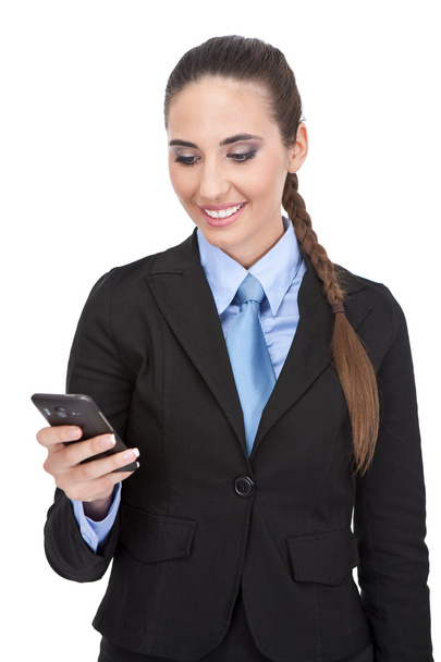 Businesswoman reading text message - Fotó, kép