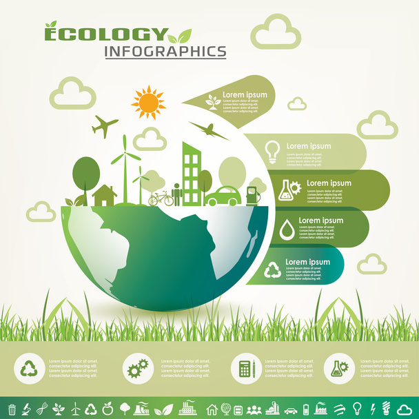ecology infographics, vector icons collection - Διάνυσμα, εικόνα