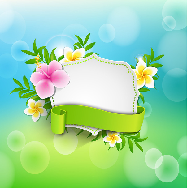 frame with tropical flowers - Vector, Image