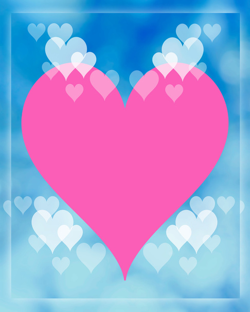 розовое сердце на голубом размытом фоне
 - Фото, изображение