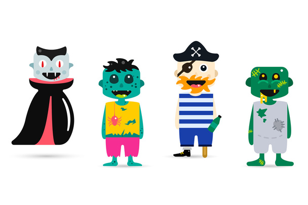 Ensemble de personnages vectoriels costume d'Halloween
 - Vecteur, image