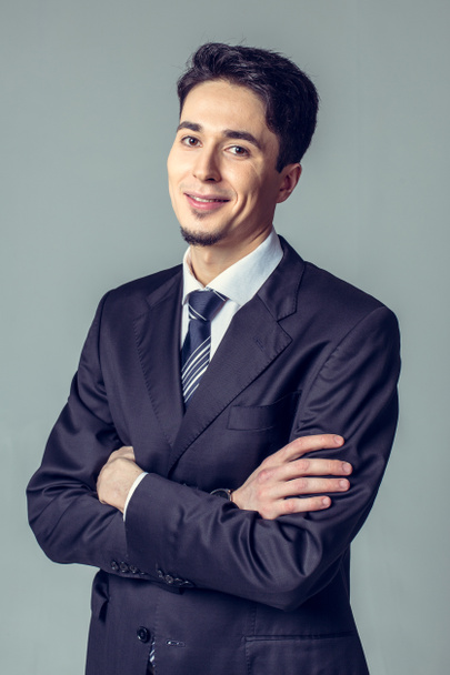 Portrait of young happy business man - Photo, Image