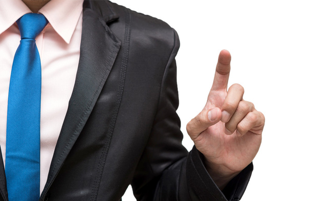 Businessman pointing or touching on white background - Φωτογραφία, εικόνα