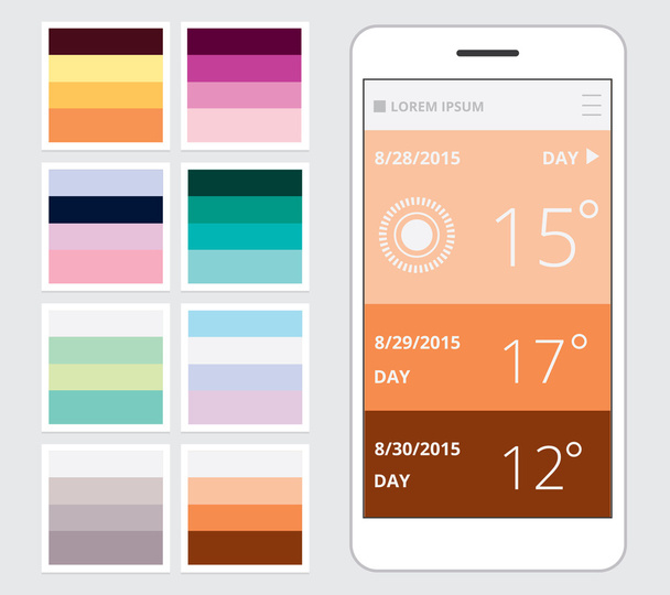 цветовые комбинации для дизайна интерфейса приложения
 - Вектор,изображение