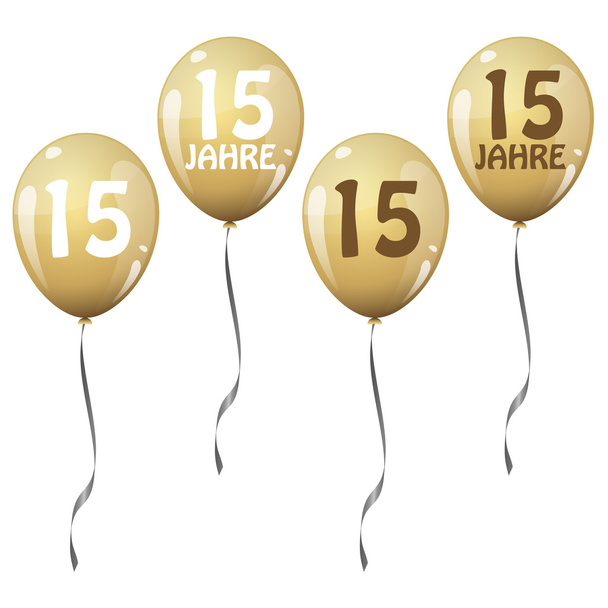 золотые юбилейные воздушные шары
 - Вектор,изображение