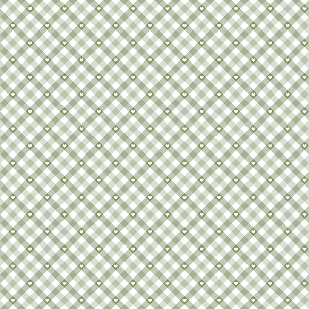 checkered background with hearts - Vector, Image