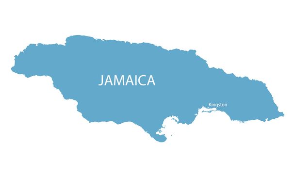 blauwe kaart voor Jamaica met vermelding van Kingston - Vector, afbeelding
