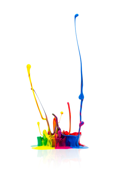 Éclaboussures de peinture colorées isolées sur blanc
 - Photo, image