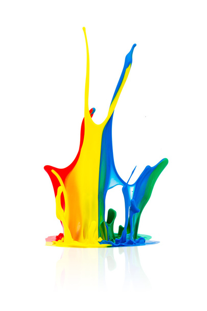 Colorful paint splashing on white - Photo, Image