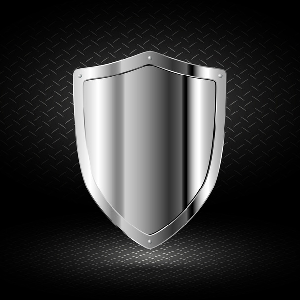 Chrome shield on a dark background - Vecteur, image