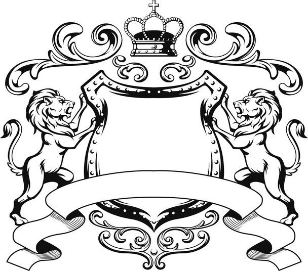 Силуэт геральдического щита льва
 - Вектор,изображение
