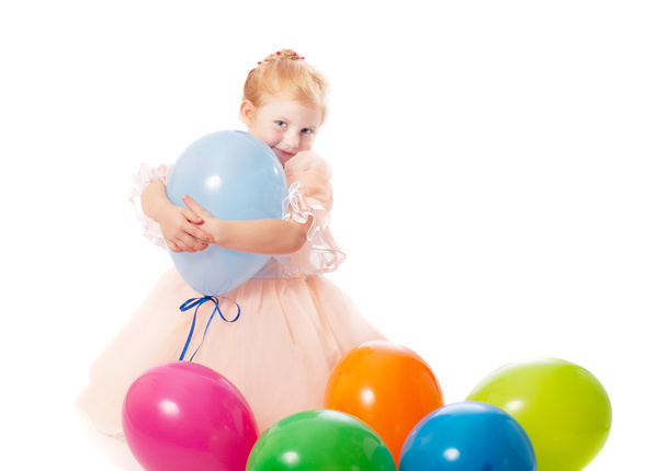Happy girl with balloons - Fotoğraf, Görsel