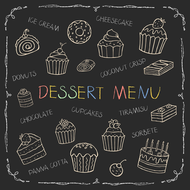 Dessert menu on chalk Board - Wektor, obraz