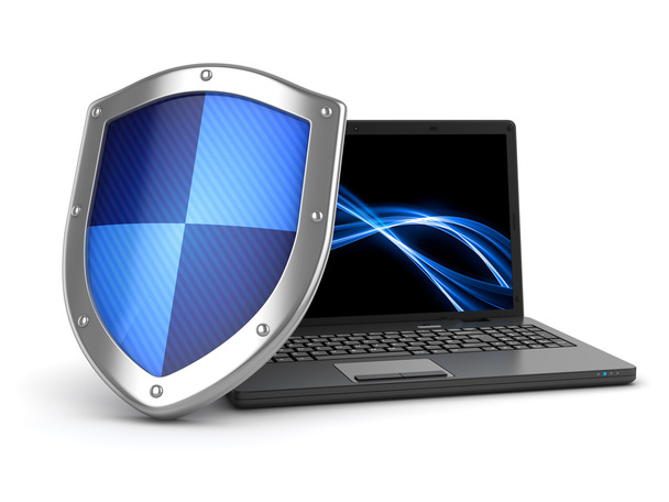 Laptop and shield - Photo, Image