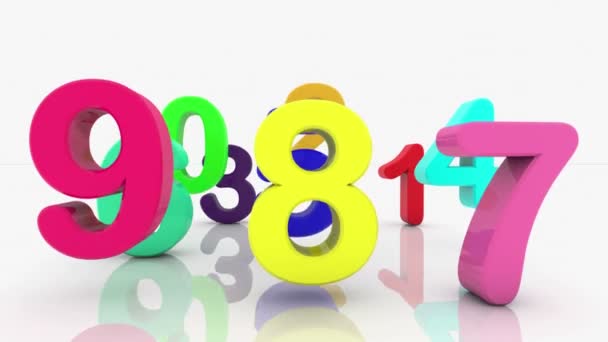 Αριθμοί σε διάφορα χρώματα σε λευκό - Πλάνα, βίντεο