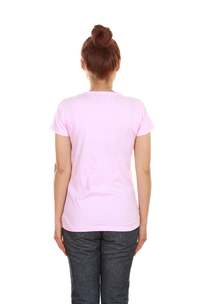 female with blank t-shirt (back side) - Foto, Imagen