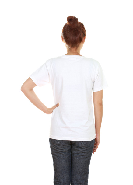 žena s prázdnou tričko (zadní strana) - Fotografie, Obrázek