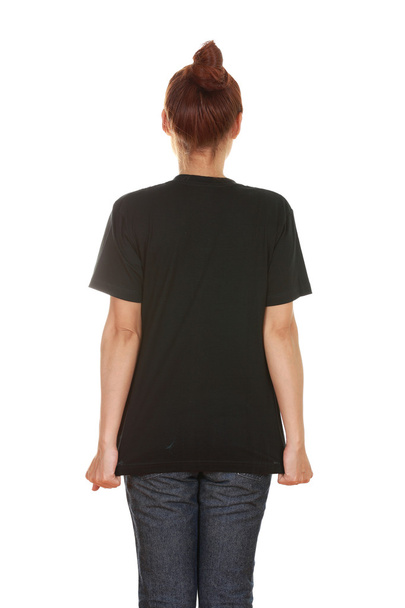 female with blank t-shirt (back side) - Φωτογραφία, εικόνα