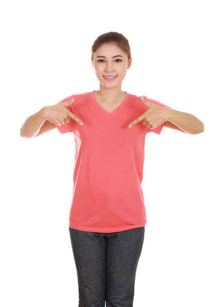 mladá krásná žena s prázdnou tričko - Fotografie, Obrázek