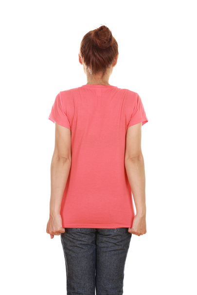 female with blank t-shirt (back side) - Φωτογραφία, εικόνα