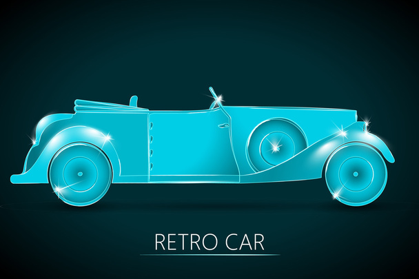 Köpüklü Retro araba açık mavi renkli - Vektör, Görsel