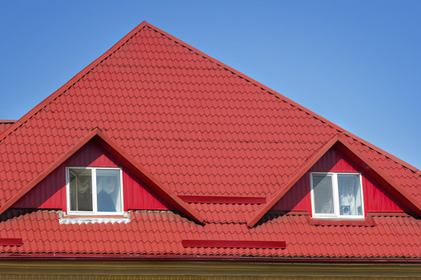 Red slated roofing - Photo, Image
