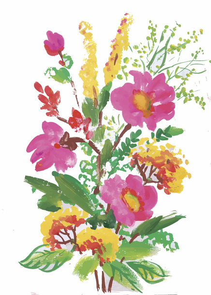 Akvarel květiny v klasickém stylu na bílém pozadí - Vektor, obrázek