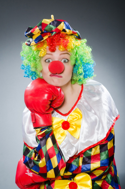 Lustiger Clown mit Boxhandschuhen - Foto, Bild