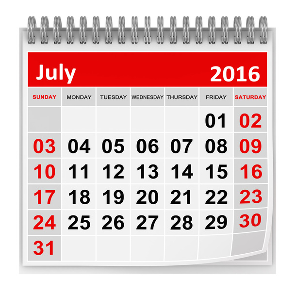 Kalendarz - lipca 2016 - Zdjęcie, obraz