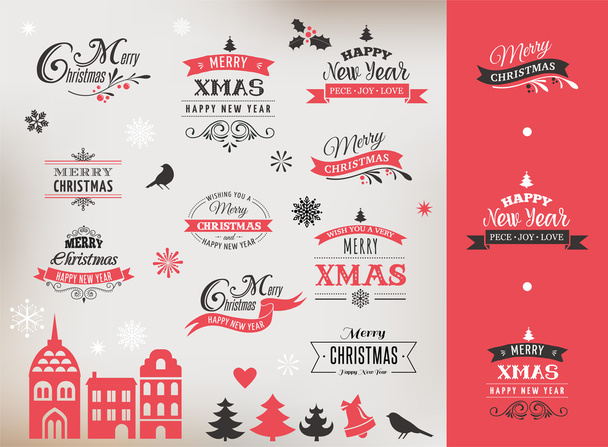 Christmas design collection, lettering and typographic elements - Vector, Image