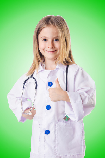 小さな女の子が医者のコスチューム - 写真・画像