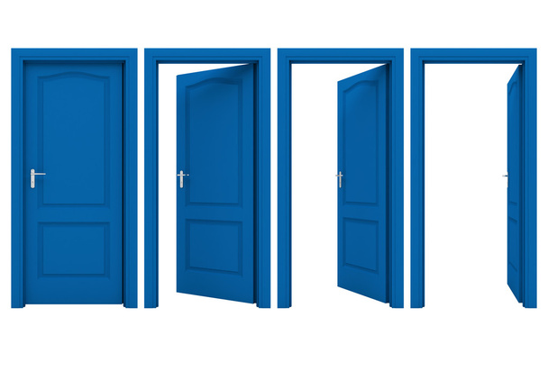 Открыть голубую дверь на белом фоне
 - Фото, изображение