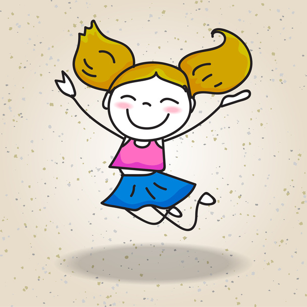 幸せな女の子図面の漫画のキャラクター - ベクター画像