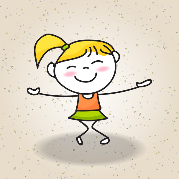 happy girl drawing cartoon character - Vector, Image