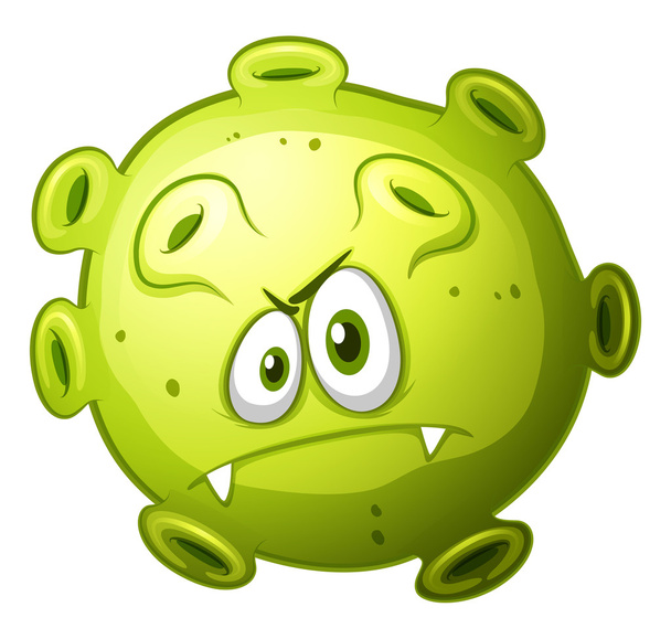 邪悪な顔を持つ緑色細菌 - ベクター画像