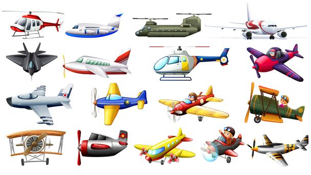 Verschiedene Arten von Flugzeugen - Vektor, Bild