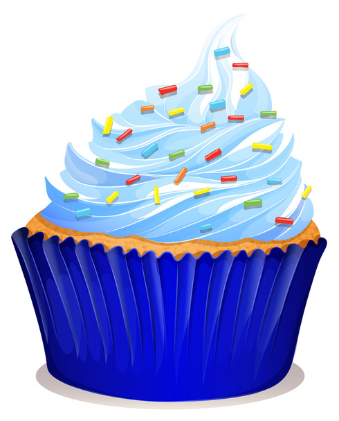 Blue cupcake with frosting - Vector, Image