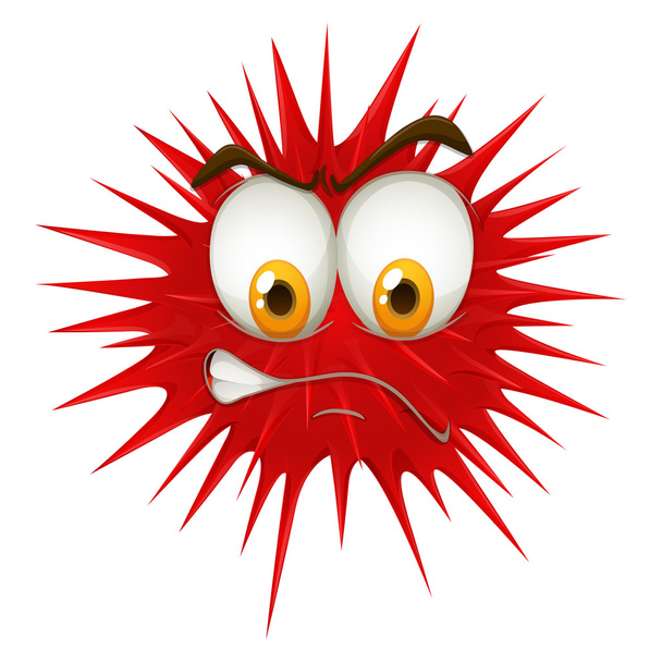 Red thorn ball with angry face - Vector, Image