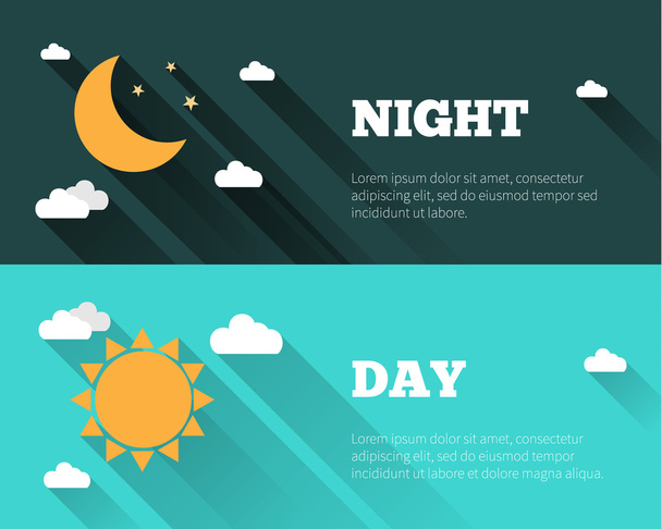 Day and night sky banners - Διάνυσμα, εικόνα