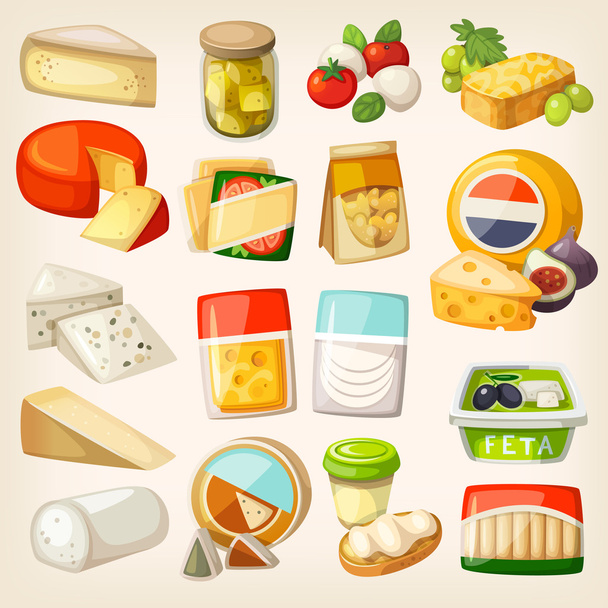 Kinds of cheese - Vector, Image