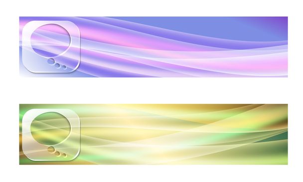 Conjunto de dois banners com ondas e bolha de fala transparente
 - Vetor, Imagem