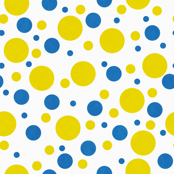 Yellow, Blue and White Polka Dot Tile Pattern Repeat Background - Photo, Image