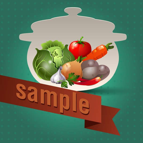 Template for recipes. Vegetarian menu, diet and healthy lifestyle - Vector, Image