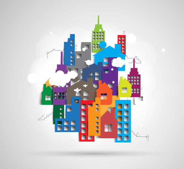 Building and real estate city illustration. Abstract background - Διάνυσμα, εικόνα