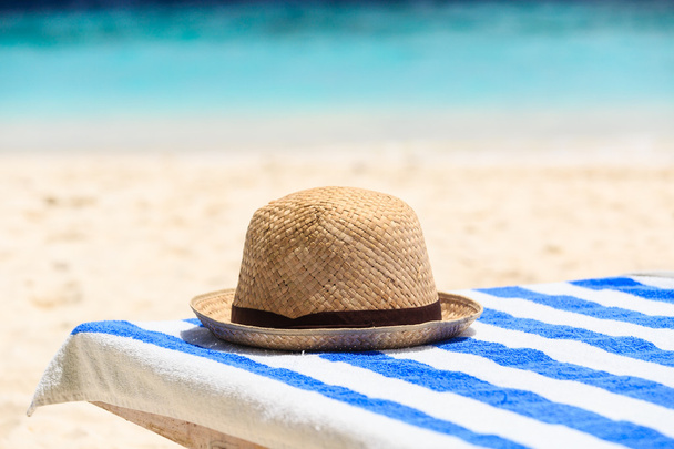 hat on tropical beach vacation - Photo, Image