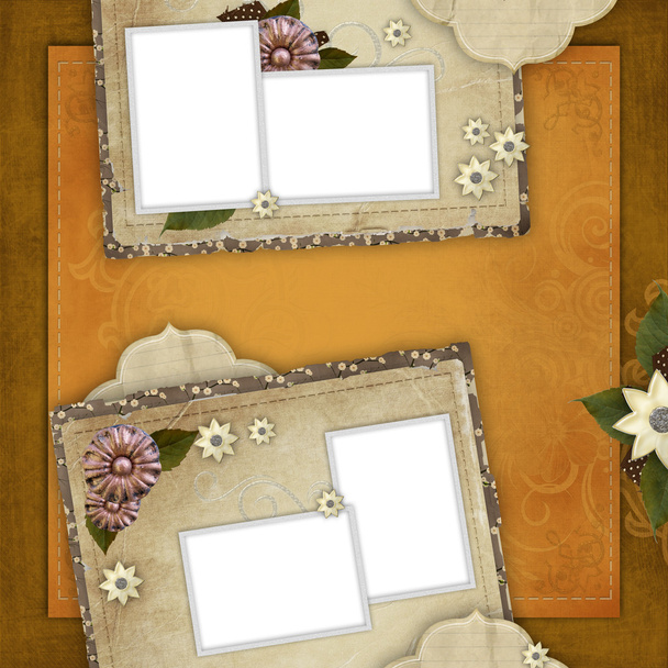 Vintage card for the holiday with frames, flowers on the abstrac - Foto, Imagem